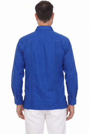 Big and Tall Cotton Blend Four Pocket Guayabera Long Sleeve