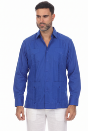 Classic Cotton Blend Guayabera Shirt Long Sleeve
