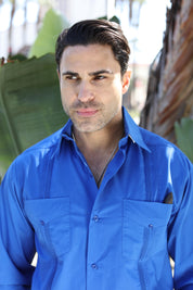Men's Classic Four-Pocket Long Sleeve Guayabera Shirt
