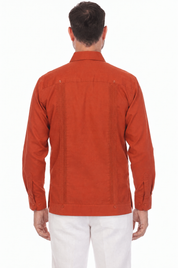Big and Tall Cotton Blend Four Pocket Guayabera Long Sleeve