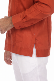 Classic Cotton Blend Guayabera Shirt Long Sleeve