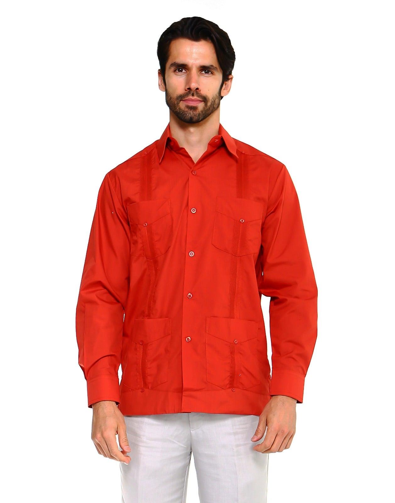 Classic Cotton Blend Guayabera Shirt Long Sleeve