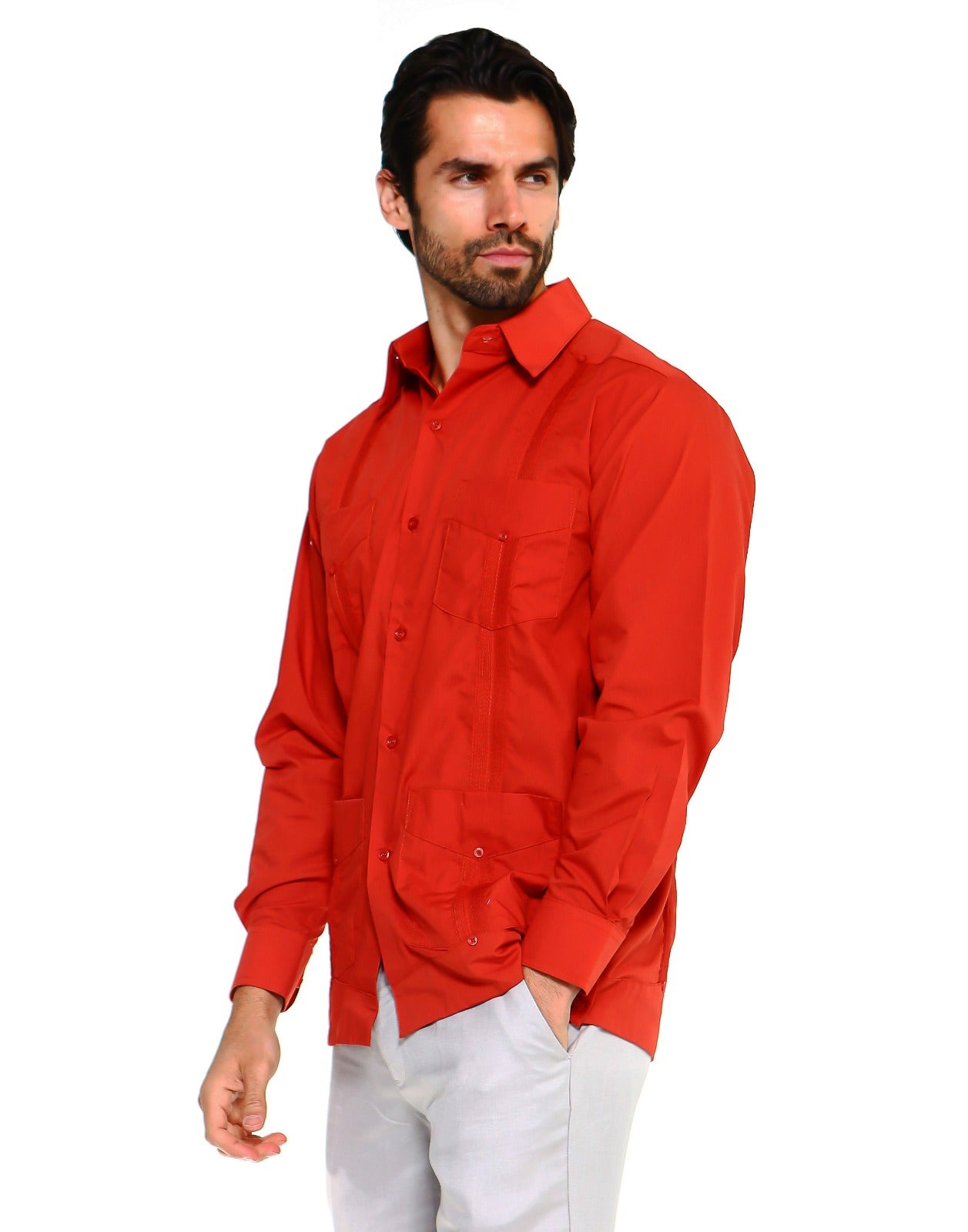 Classic Cotton Blend Guayabera Shirt Long Sleeve