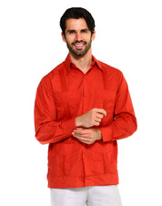 Classic Cotton Blend Guayabera Shirt Long Sleeve