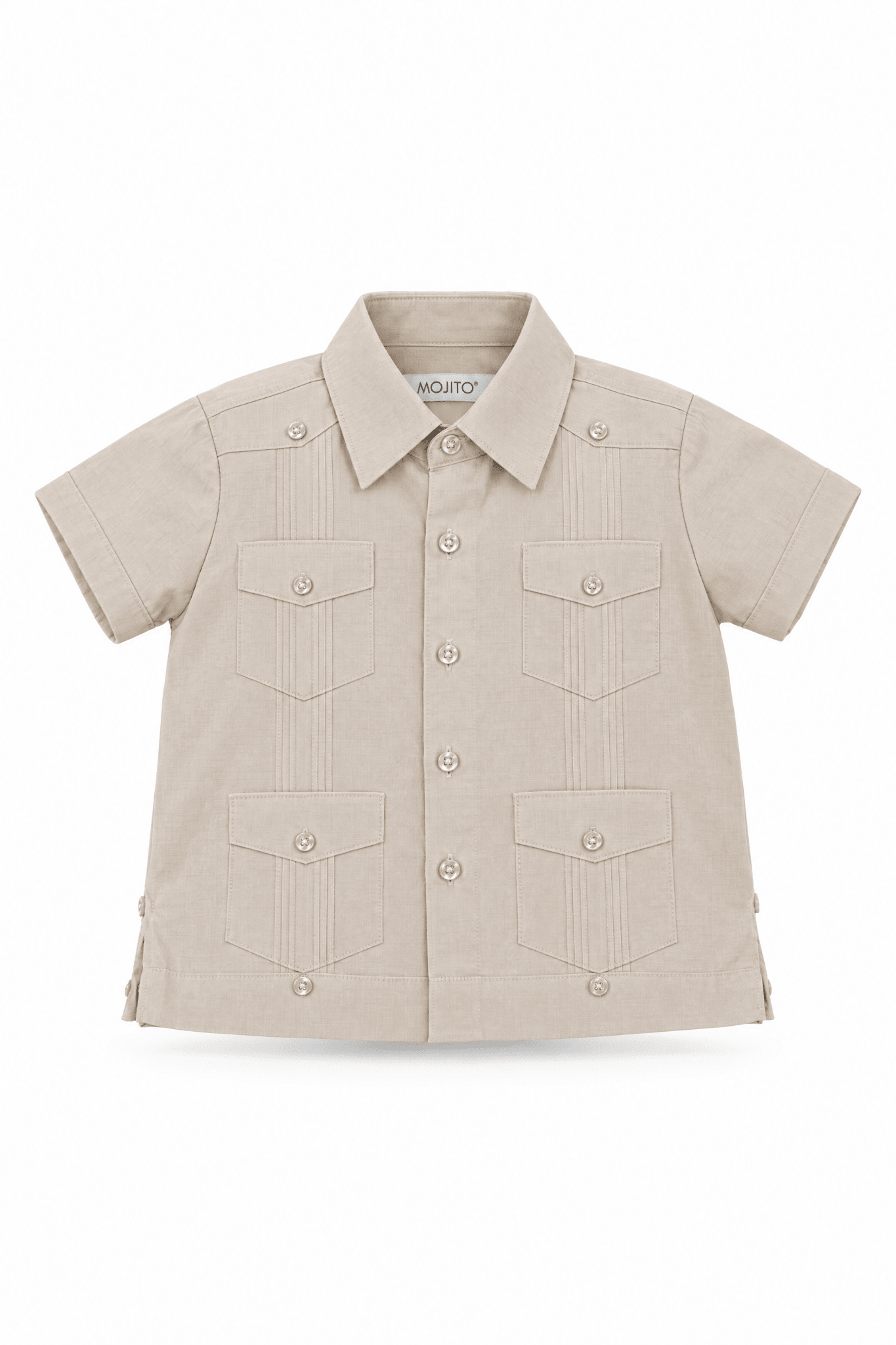 Toddler Boys Cotton Blend Guayabera Shirt Short Sleeve