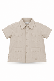Toddler Boys Cotton Blend Guayabera Shirt Short Sleeve