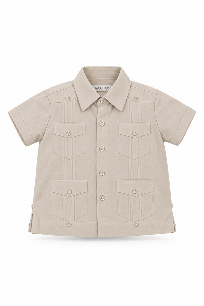 Toddler Boys Cotton Blend Guayabera Shirt Short Sleeve