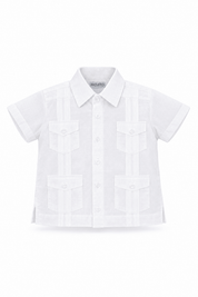 Toddler Boys Cotton Blend Guayabera Shirt Short Sleeve