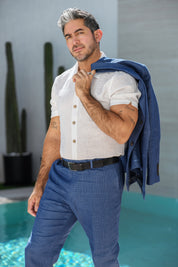 Mojito Reserve Men's Textured Knit Linen Cotton Blend Suit