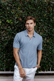 Mojito Mens Premium Stylish Polo Shirt with Modern Textured Cable Knit Pattern
