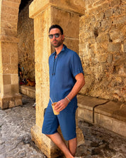 Camisa Henley de manga corta con cordones para playa