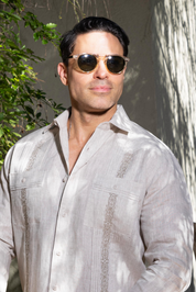 Men's 100% Linen Guayabera Shirt Long Sleeve with Embroidery and Pin Tuck Trim Accent