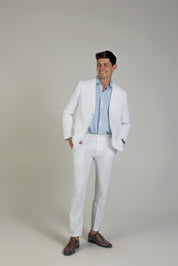 Pantalón de vestir de hombre de lino 100% liso y corte moderno
