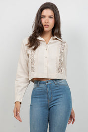 Camisa tradicional guayabera para mujer, premium, 100 % lino, manga corta, tallas XS-3X
