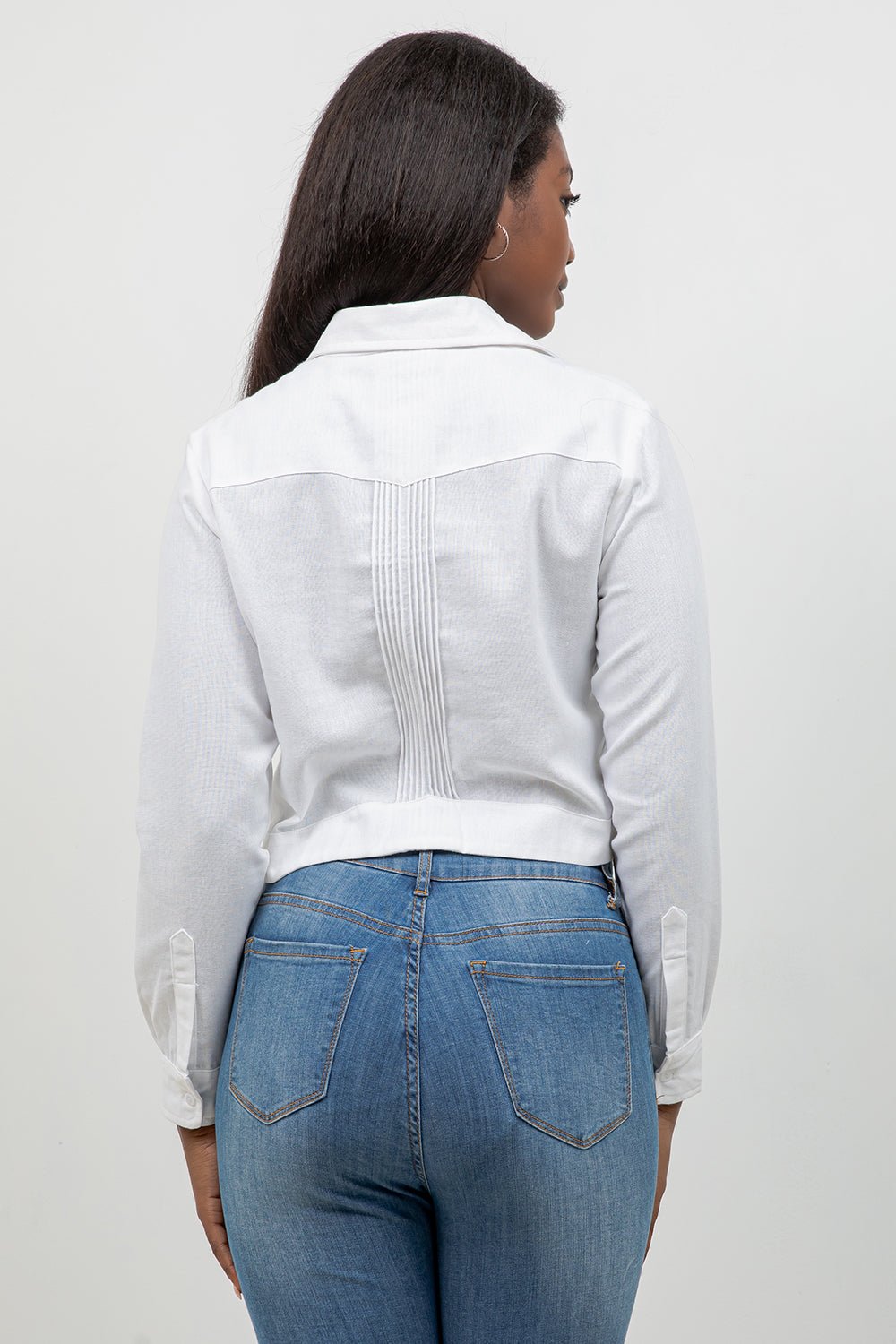 Stylish Cropped Guayabera Shirt with Embroidery