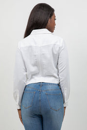 Stylish Cropped Guayabera Shirt with Embroidery