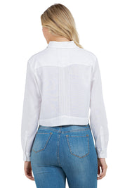 Mojito Women's Stylish Cropped Guayabera Shirt with Cutout Trim