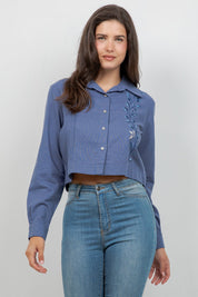 Camisa tradicional guayabera para mujer, premium, 100 % lino, manga corta, tallas XS-3X