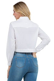 Mojito Women's Stylish Cropped Guayabera Shirt with Embroidery