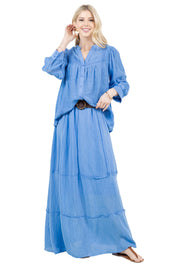 Women's Casual Resort Wear Boho Maxi Skirt with Belt