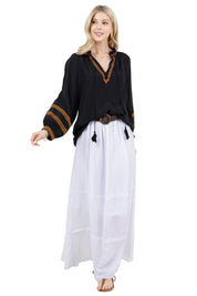 Women's Casual Resort Wear Boho Maxi Skirt with Belt