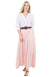 Women's Casual Resort Wear Boho Maxi Skirt with Belt