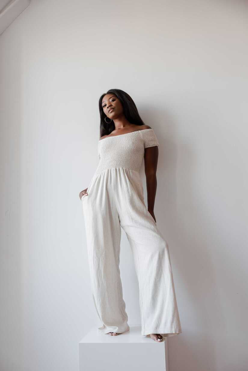 Mono informal de verano para mujer, con estampado de rayas y tirantes finos, de mezcla de lino