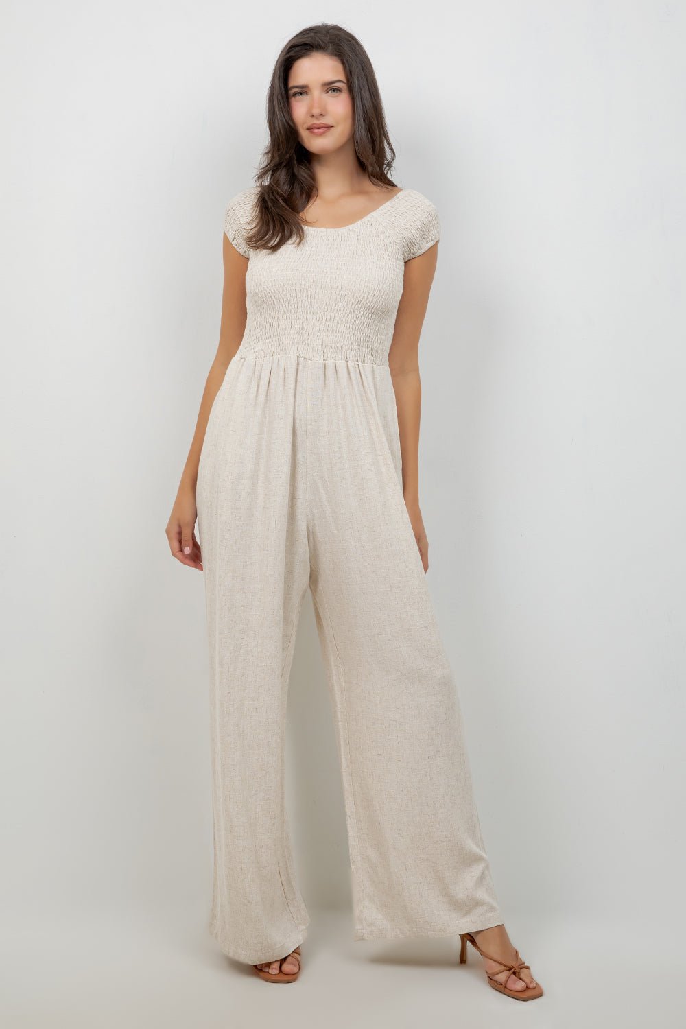 Mono informal de verano para mujer, con estampado de rayas y tirantes finos, de mezcla de lino