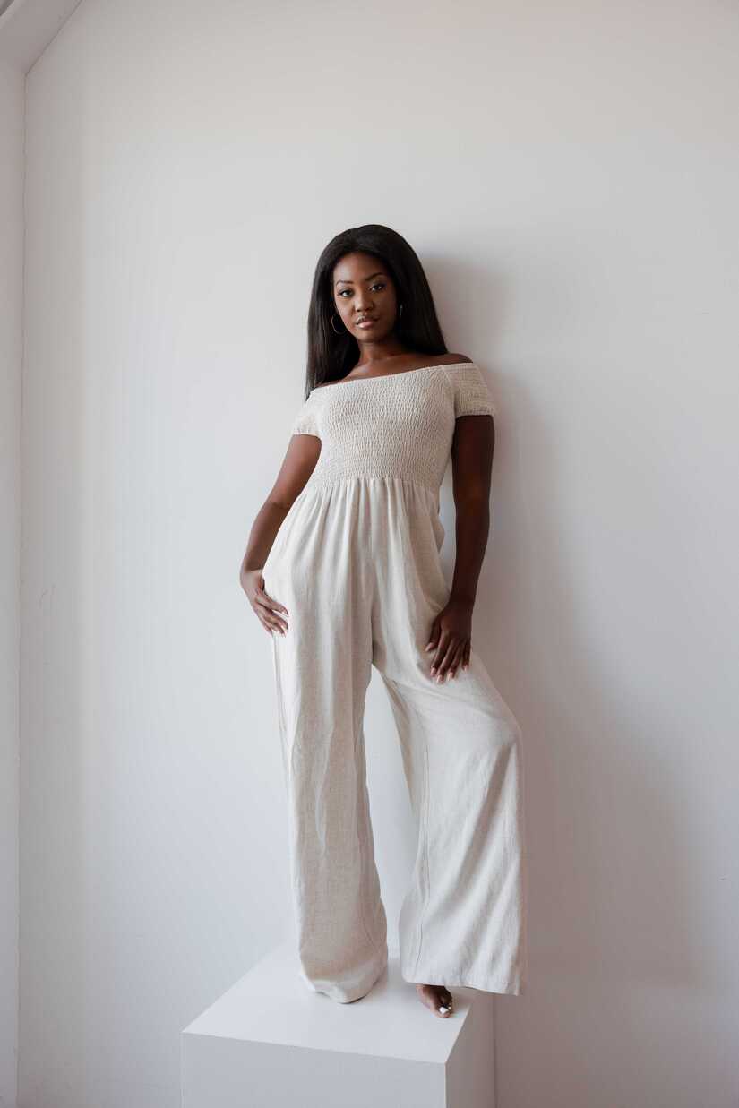 Mono informal de verano para mujer, con estampado de rayas y tirantes finos, de mezcla de lino