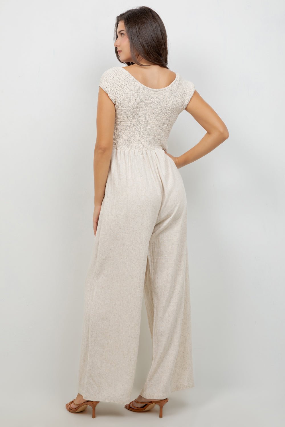 Mono informal de verano para mujer, con estampado de rayas y tirantes finos, de mezcla de lino