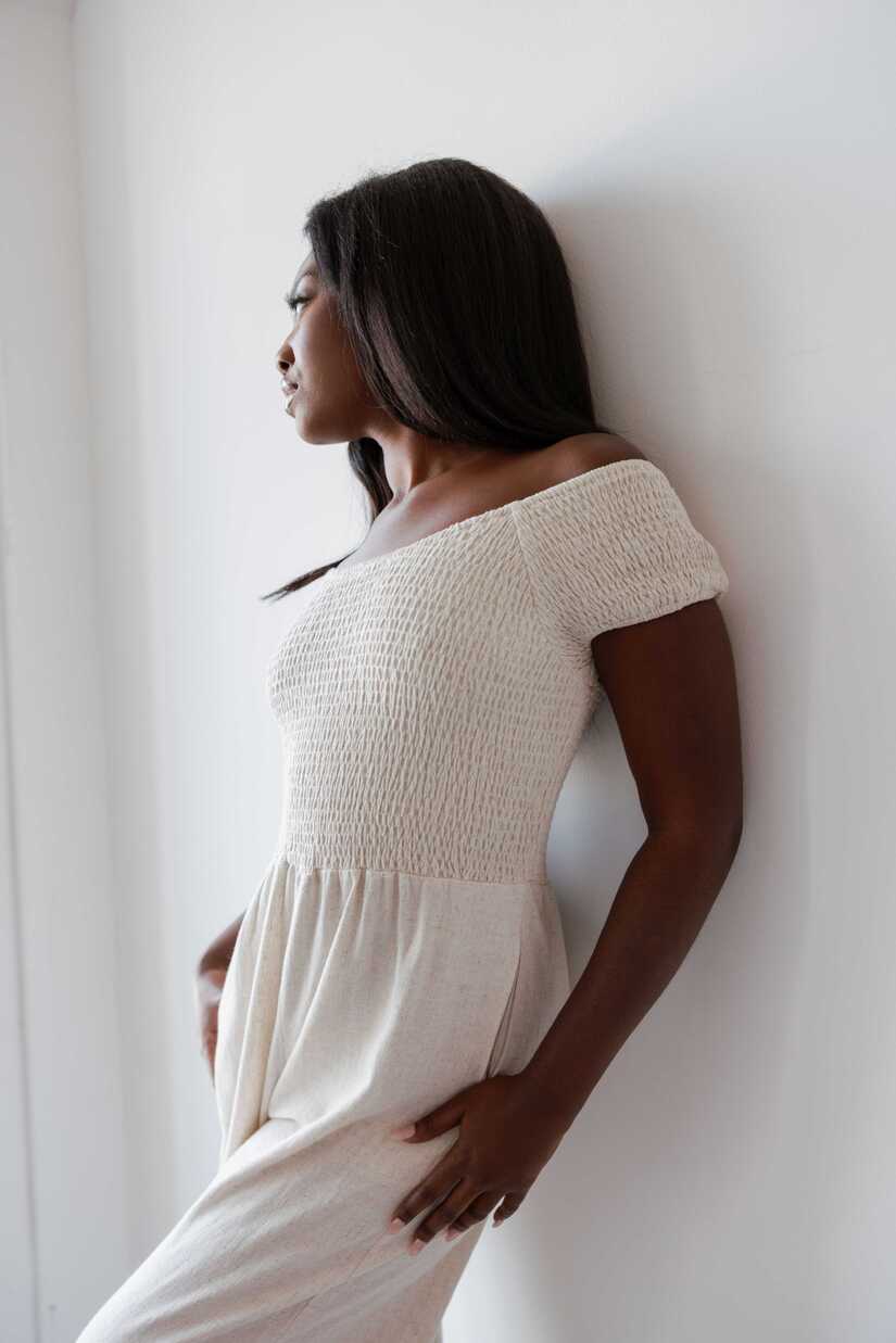 Mono informal de verano para mujer, con estampado de rayas y tirantes finos, de mezcla de lino