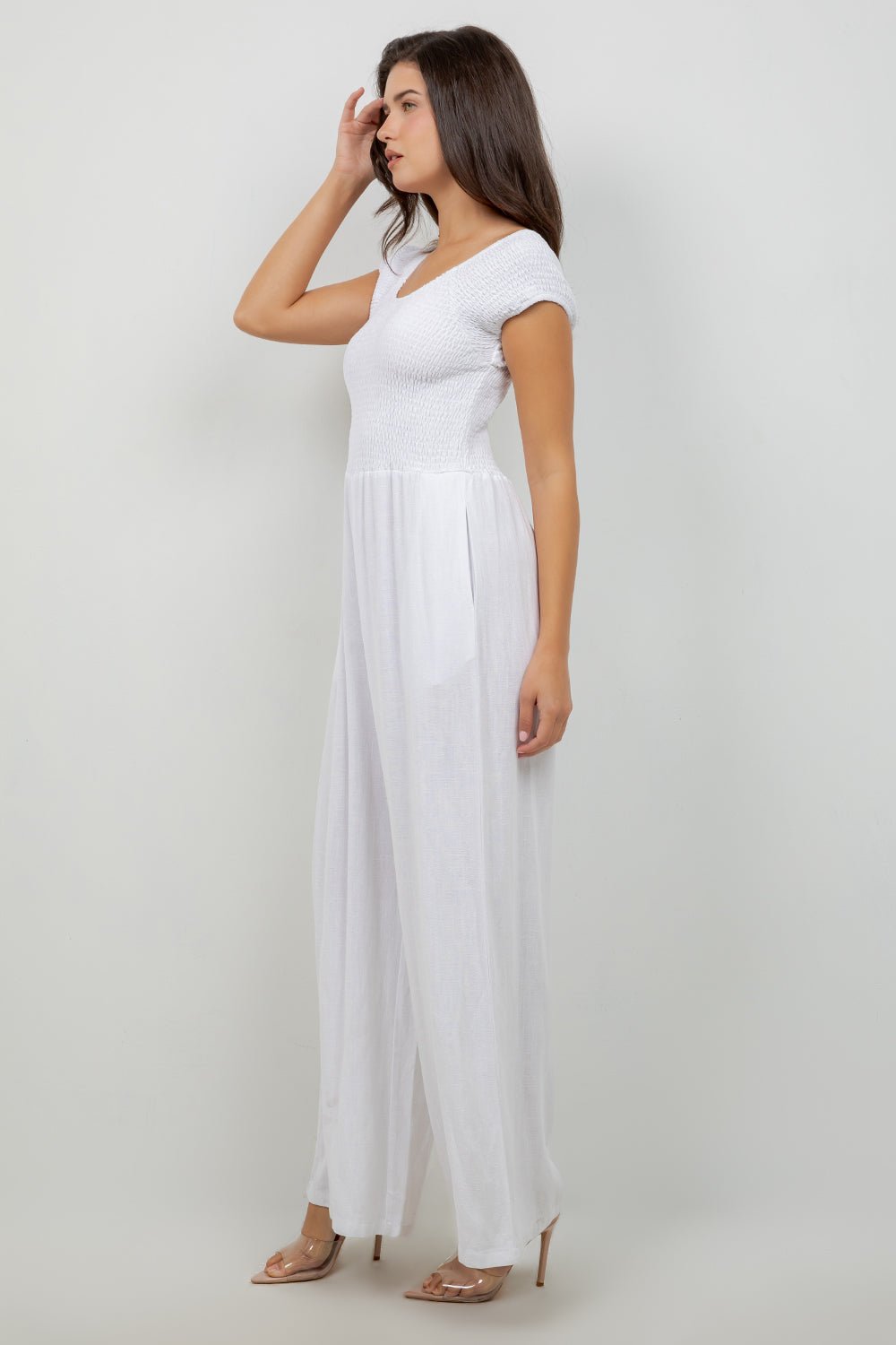 Mono informal de verano para mujer, con estampado de rayas y tirantes finos, de mezcla de lino