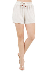 Women's Casual Beach Resort Wear Linen-Blend Drawstring Shorts