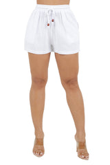 Women's Casual Beach Resort Wear Linen-Blend Drawstring Shorts