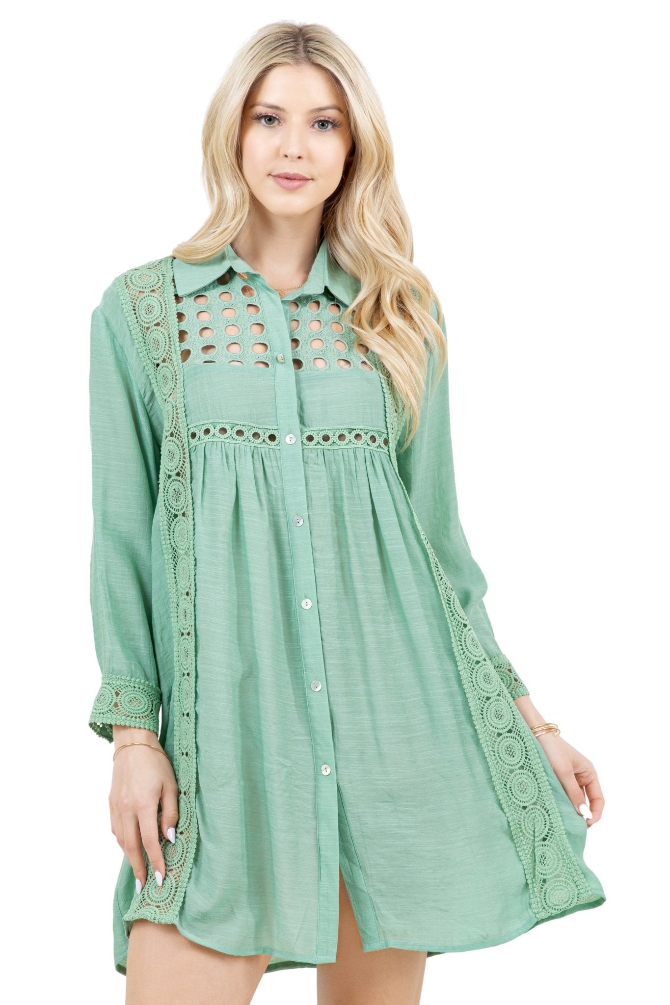 Túnica informal con botones y estampado floral festivo para mujer para resort