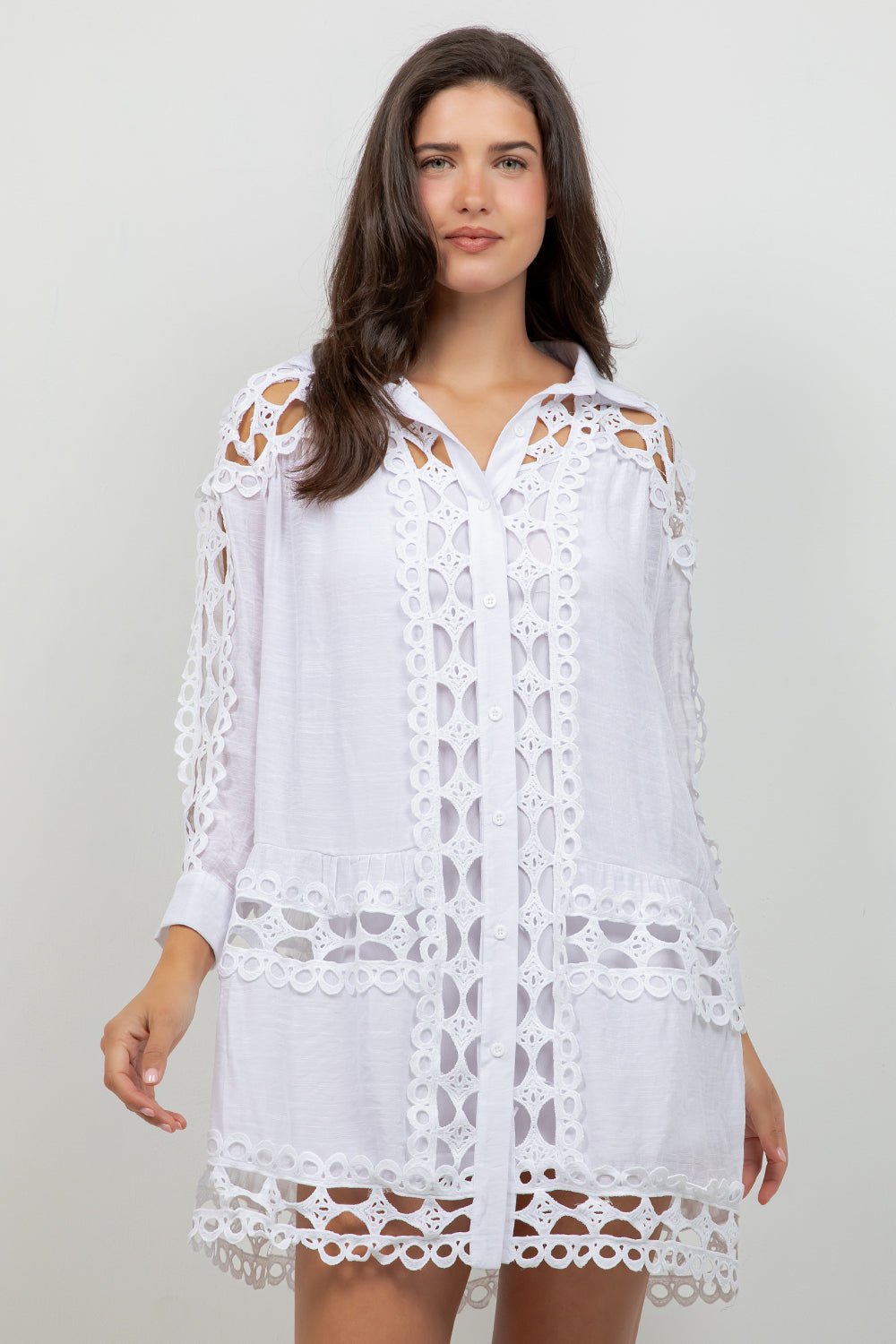 Túnica informal con botones y estampado floral festivo para mujer para resort