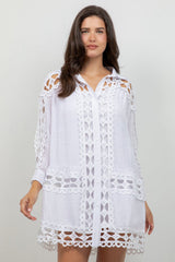 Túnica informal con botones y estampado floral festivo para mujer para resort