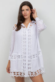 Túnica informal con botones y estampado floral festivo para mujer para resort