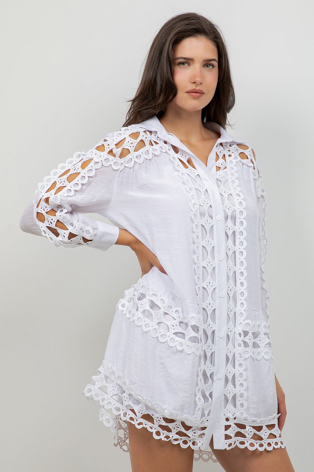 Túnica informal con botones y estampado floral festivo para mujer para resort