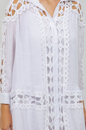 Túnica informal con botones y estampado floral festivo para mujer para resort