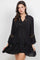 A woman models the "Ladies Boho Lace Trim Blouse with Tank 3/4 Dress Set" in black, featuring lace trim and three-quarter sleeves.