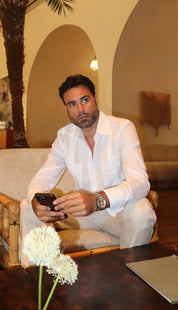 Men's 100% Premium Irish Linen Four-Pocket Long Sleeve Guayabera Shirt