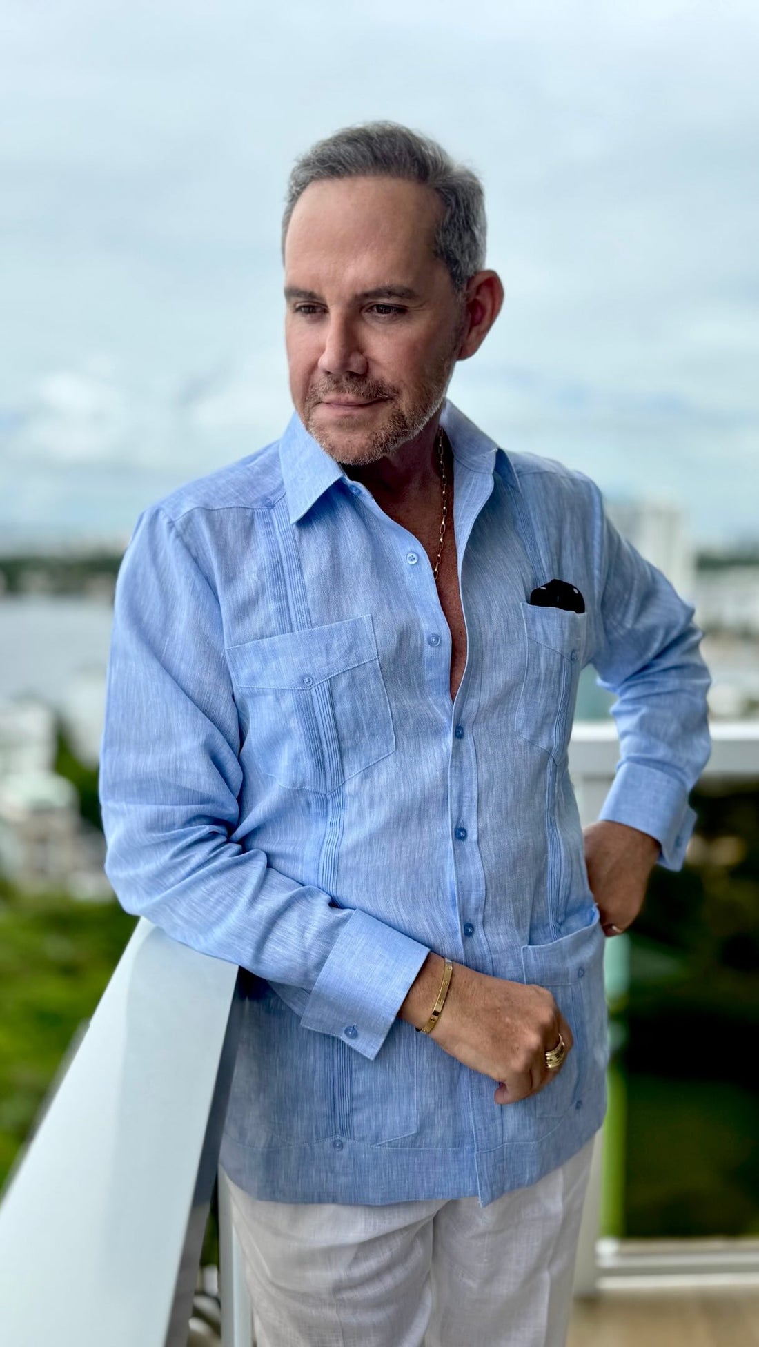 There’s something about a light blue linen guayabera that just feels right. Add the French cuffs and this one had me ...