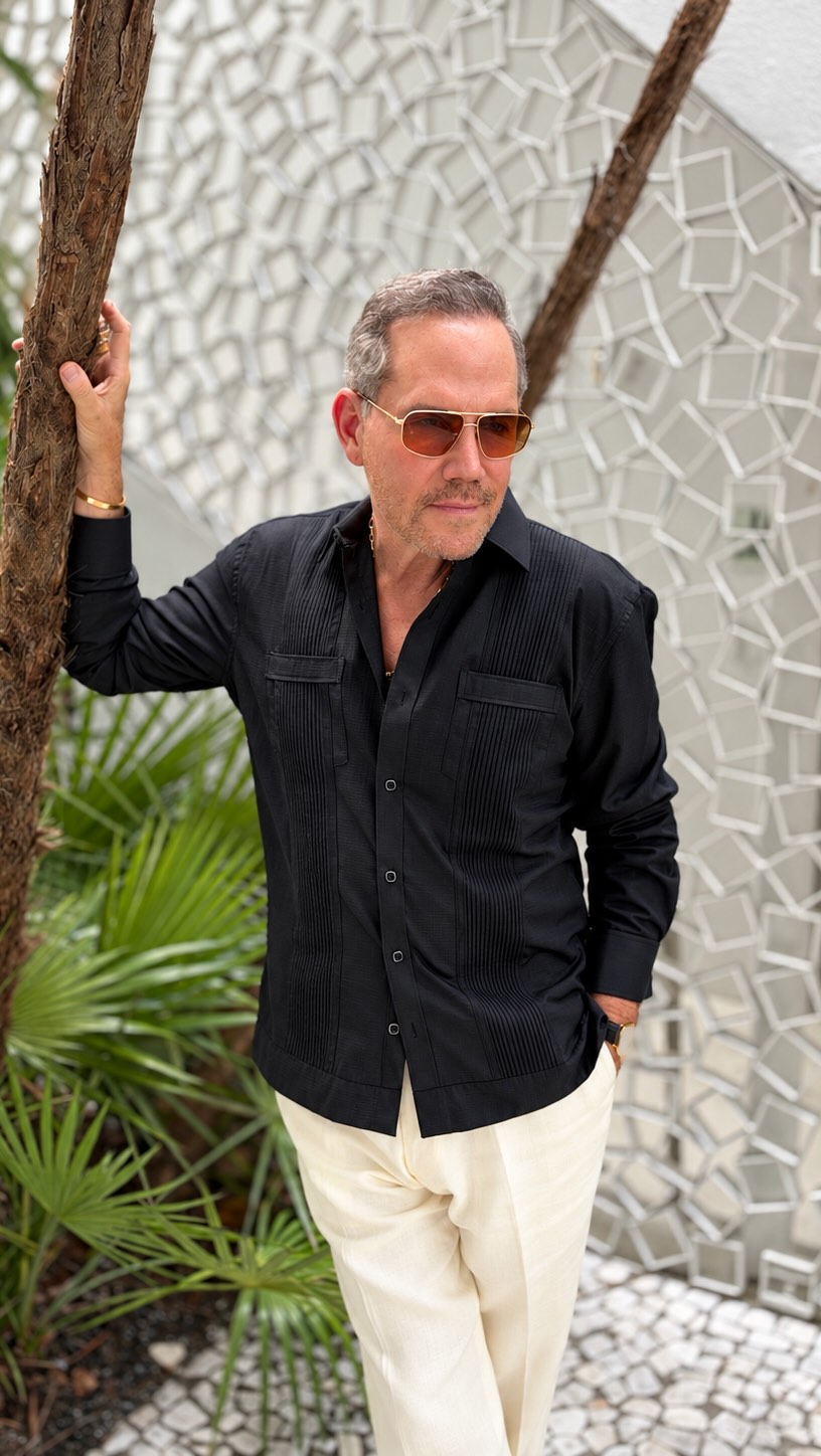 The French cuffs called for something a little dressier.I paired this black cotton guayabera from MojitoCollection wi...