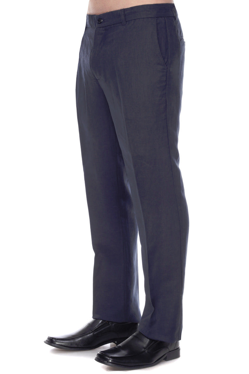Men's Modern Fit Casual Resort Wear 100% Linen Flat front Dress Pants