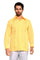 Front view of a man wearing a yellow Men’s Plus Size Guayabera Shirt with four pockets and long sleeves.