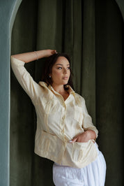 Mojito Women's Premium Linen Guayabera Shirt – 3/4 Sleeve Traditional 4-Pocket Style