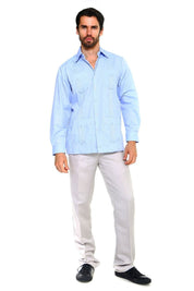 Men's Plus Size Classic Four-Pocket Long Sleeve Guayabera Shirt 3X-8X