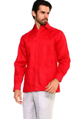 Guayabera clásica de mezcla de algodón de manga larga