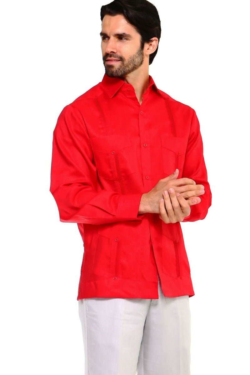 Classic Cotton Blend Guayabera Shirt Long Sleeve
